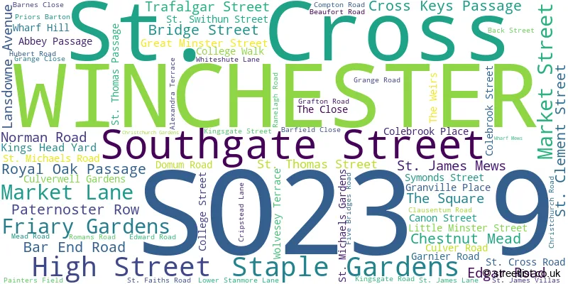 A word cloud for the SO23 9 postcode